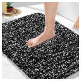 Yimobra Black and White Bathroom Rugs Non Slip Washable 24x17, Ultra Soft and Water Absorbent Bath Mats, Plush Fluffy Shower Mat Outside, Microfiber Thick Matts for Bathroom FloorSink - Retail: $17