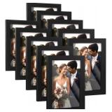 HappyHapi 4x6 Picture Frames Set of 10, Tabletop or Wall Display Pictures 3.5x5 with Mat or 4x6 Without, Multi Photo Frames Collage (Black) - Retail: $17