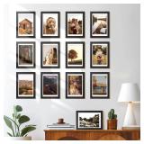 HappyHapi 4x6 Picture Frames Set of 10, Tabletop or Wall Display Pictures 3.5x5 with Mat or 4x6 Without, Multi Photo Frames Collage (Black) - Retail: $17
