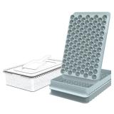 WIBIMEN Mini Ice Cube Trays, Small Tiny Round Pebble Crushed Nugget Ice Trays for Freezer with Lid - Chilling Drinks Coffee Juice(2 Pack0.55In - Blue) - Retail: $13
