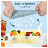 WIBIMEN Mini Ice Cube Trays, Small Tiny Round Pebble Crushed Nugget Ice Trays for Freezer with Lid - Chilling Drinks Coffee Juice(2 Pack0.55In - Blue) - Retail: $13