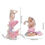 Rayberro Pink Mermaid Figurines 7.28\ Resin Mermaid Sculpture Mediterranean Princess Ornaments Home Office Desktop Bookshelf Mermaid Collectible Figurines Crafts Fish Tank Aquarium Decoration - Retail