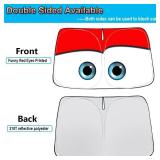 Gven Sunshade for Tesla Model Y Accessories 2025 Funny Eyes Windshield Sun Shade Car Front Window Shade for Tesla Model 3 Accesssories Dual-Sided Versatility (Red, for Tesla) - Retail: $17