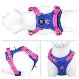 PHOEPET No Pull Dog Harness, Unique Colors Reflective Adjustable Dog Vest, with Soft Training Handle Metal Clips for Small Medium Large Dogs (Royal Blue Base and Pink Straps,S) - Retail: $26