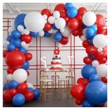 PartyWoo Red White and Blue Balloons, 140 pcs Red White and Royal Blue Balloons Different Sizes Pack of 18 Inch 12 Inch 10 Inch 5 Inch for Balloon Garland as 4th of July Decorations, Party Decorations