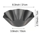 Abgream Tortilla Pan Set - 4 Pack Carbon Steel Non-Stick Taco Salad Bowl Tortilla Shell Maker Black Baking Pans with a Silicone Potholder and a Basting Brush (Large) - Retail: $16