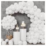 RUBFAC 129pcs White Balloons Different Sizes 18 12 10 5 Inch for Garland Arch,Party Latex Balloons for Birthday Party Wedding Anniversary Baby Shower Party Decoration - Retail: $6