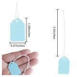 Acoeitl 300 Pcs 1.38x0.87 in Light Blue Blank Jewelry Price Tags with String Attached Retail Paper Gift and Sale Hang Tag Handwritten Price Display Lables for Pricing Clothes Necklace and Merchandise 