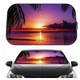 Car Windshield Sun Shade - Reflector Sunshade Offers Ultimate Protection for Car Interior, Cool Reflective Sun Blocker Fits Small Sedans, Mini SUVs - Retail: $9