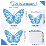 Geosar 20 Pcs 3D Large Monarch Butterfly Party Decoration 2 Layer Giant Paper Butterfly Stickers for Birthday Baby Shower Nursery Wall Decor (Royal Blue,Light Blue) - Retail: $10