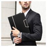 Toplive Conference Folder - Executive Business Padfolio with LetterA4 Size Clipboard, Document Sleeve and Card Holders - Black - Retail: $28
