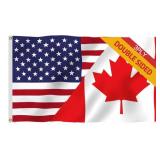 Double Sided 3ply America Canada Friendship Flag 2X3FT?with Shading Cloth for Outdoor Decor, Vivid Color, All Weather, Double Stitched US CA Flags?US Canada Friendship Flag with Sturdy Brass Ring. (3p