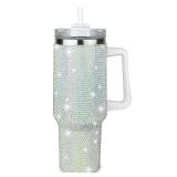 *Used, Black* YOUEXPERT 40 oz Diamond Tumbler with Handle,Insulated Tumblers with Lid and Straw, Double Wall Vacuum Stainless Steel Sports Insulated Travel Mug,Christmas Gifts for Girlfriend (black)