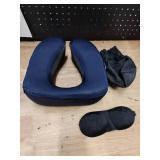 Malvoc Navy Blue Travel Neck Pillow with Eye Masks - Retail: $15