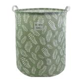 Mziart Large Foldable Laundry Basket Organizer, Collapsible Laundry Hamper Fabric Clothes Toy Storage Basket Nursery Hamper Storage Bin for Household Bedroom, Bathroom, College Dorm (Small White Leaf)