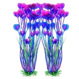 AQUANEAT Artificial Fish Tank Plants, Plastic Aquarium Accessories Large, 15.5 inch Purple Decorations, 2pcs - Retail: $9