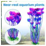 AQUANEAT Artificial Fish Tank Plants, Plastic Aquarium Accessories Large, 15.5 inch Purple Decorations, 2pcs - Retail: $9