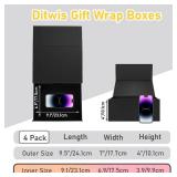 Ditwis 4 Pack 9.5x7x4 Inches Gift Boxes with Magnetic Closure Lids, Black Magnetic Box for Wedding, Groomsmen Bridesmaid Proposal, Birthdays, Motherfts Day - Retail: $22