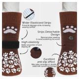 EXPAWLORER Anti Slip Dog Socks to Prevent Licking Paws, Dog Shoes for Hot Pavement, Dog Booties for Small Medium Large Senior Dogs, Traction Control Boots and Paw Protectors for Hardwood Floors Coffee