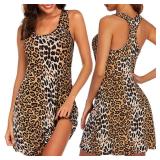 Avidlove Nightgown Womenfts Sleeveless Sleepwear Comfy Sleep Shirt Scoopneck Nightshirt (Leopard, Large) - Retail: $13