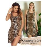 Avidlove Nightgown Womenfts Sleeveless Sleepwear Comfy Sleep Shirt Scoopneck Nightshirt (Leopard, Large) - Retail: $13