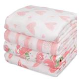 GLLQUEN BABY Muslin Swaddle Blankets 4-Pack Breathable Receiving Blankets (35x 40") Soft Baby Blankets for Girls and Boys Newborn Essentials Muslin Burp Cloths Swaddle Wrap Baby Gift (Flower) - Retail