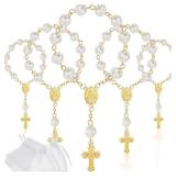 Jadive 30 Pieces Mini Rosaries Baptism Rosary Beads Finger Baptism Rosaries Bulk with Organza Bags for First Communion Christening Christmas Weddings Party Favors (Gold) - Retail: $21