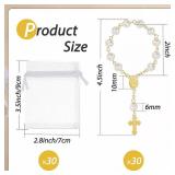 Jadive 30 Pieces Mini Rosaries Baptism Rosary Beads Finger Baptism Rosaries Bulk with Organza Bags for First Communion Christening Christmas Weddings Party Favors (Gold) - Retail: $21
