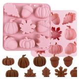 Orapink 1 Piece Autumn Silicone Chocolate Molds Maple Leafs, Acorns and Pumpkins Shape 3D Chocolate Candy Moulds for Autumn, Thanksgiving Day, Harvest Theme - Retail: $8
