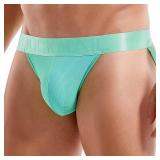 JOCKMAIL Mens Jockstrap Underwear Jock Straps Male Athletic Supporters for Men Light Blue M - Retail: $7