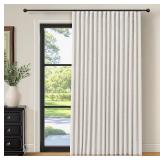 INOVADAY Thermal Sliding Door Curtains 100percent Blackout Curtains for Bedroom, Sliding Glass Door Drapes Extra Wide for Patio Linen Textured Farmhouse Window Treatment, Beige, 1 Panel, W100xL84 - Re