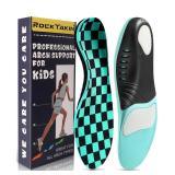 ROCKTAKIN Kids Arch Support Shoe Insoles, Plantar Fasciitis Orthotics Inserts Strong Support for Childrenfts High Arch, Flatfoot Pain Relief, Posture Improve - Retail: $17