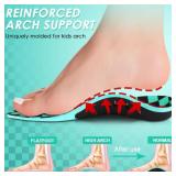 ROCKTAKIN Kids Arch Support Shoe Insoles, Plantar Fasciitis Orthotics Inserts Strong Support for Childrenfts High Arch, Flatfoot Pain Relief, Posture Improve - Retail: $17
