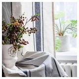 Navy Striped Cotton Linen Window Panel 59x87 in - Retail: $35