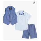 LOLANTA Boys Vest Tuxedo Suit Wedding Ring Bearer Outfit, size 170 blue -