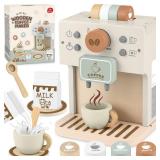 Airlab Toy Coffee Maker for Kids Wooden Kitchen Accessories Pretend Play Toddler Coffee Playset for Girls Boys Ages 3 4 5 Years Birthday Gifts - Retail: $23