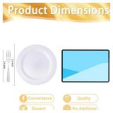 WELLIFE 100 Pieces White Plastic Dessert Plates with 100pcs Silver Disposable Forks, Premium Hard Salad Plate 7.5, Appetizer Plastic Plates for Wedding, Party - Retail: $40