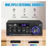 Daakro AK45 Stereo Audio Amplifier,300W Home 2 Channel Wireless Bluetooth 5.0 Power Amplifier System, Home Amplifiers FM Radio, USB, SD Card, with Remote Control Home Theater Audio Stereo System - Ret