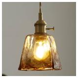 Sedelan Glass Pendant Light, Brass Vintage Pendant Lights, E26 Rustic Pendant Hanging Lamp for Kitchen Island Dining Room Living Room Bedroom Bathroom - Retail: $52