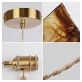 Sedelan Glass Pendant Light, Brass Vintage Pendant Lights, E26 Rustic Pendant Hanging Lamp for Kitchen Island Dining Room Living Room Bedroom Bathroom - Retail: $52