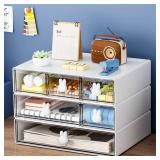 Marbrasse Desk Organizer with 6 Drawers, 3 Tier Stackable Storage Drawers Plastic Makeup Storage, Office Organizers and Storage, Desk Storage Box for Office, School, Home - Retail: $20
