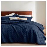 Bedsure Quilts Queen Size - Lightweight Bedspreads Queen Size with Basket Weave Pattern, Soft Quilt Bedding, Navy Comforter Coverlet for All Seasons (90\ x 96\in) - Retail: $40in