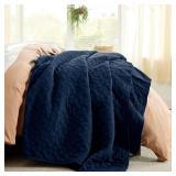 Bedsure Quilts Queen Size - Lightweight Bedspreads Queen Size with Basket Weave Pattern, Soft Quilt Bedding, Navy Comforter Coverlet for All Seasons (90\ x 96\in) - Retail: $40in