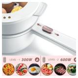 Bear Hot Pot Electric with Steamer, 1.6L Rapid Noodles Cooker, Mini Pot, Non-Stick Frying Pan for Steak, Ramen, Egg, Oatmeal, Soup with Power Adjustable - Retail: $35