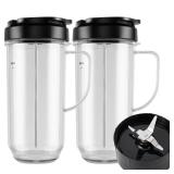 5-piece Magic Bullet Blender Cups, Tall 22oz Cup with Flip-Top To-Go Lid, Cross Blade, Blender Replacement Parts, Mug with Handle Compatible with Magic Bullet 250w MB1001 - Retail: $17