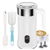 Ovetedot Milk Frother, 4-in-1 Milk Frother and Steamer, 10.1oz/300ml Automatic Hot and Cold Foam Maker and Milk Warmer, Electric Milk Frother for Coffee, Latte, Cappuccino, Matcha(White) - Retail: $40