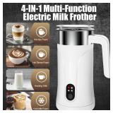 Ovetedot Milk Frother, 4-in-1 Milk Frother and Steamer, 10.1oz/300ml Automatic Hot and Cold Foam Maker and Milk Warmer, Electric Milk Frother for Coffee, Latte, Cappuccino, Matcha(White) - Retail: $40