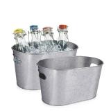 BARsics Medium Size 5-Quart Galvanized Metal Tin Tub for Beverages, Beer Bottles, Planters and Décor - Lightweight and Durable - 12x8x6.5 inches (Pack of 2) - Retail: $24