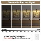 Modern Dimmable Picture Lights for Wall 15.75 Inch Hard-Wired LED Picture Frame Lights for Paintings Gallery Light with Adjustable Swing Arm Display Lights For Artwork, 7W, 2700K, Warm White - Brass -