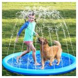 SLOOSH 60\ Non-Slip Splash Pad Sprinkler - Outdoor Water Toys Play Mat for Toddlers Kids Dogs, Outside Thickened Sprinkler Pool Party Durable Backyard Fountain for Girls Boys Pets (60in, Blue) - Retai
